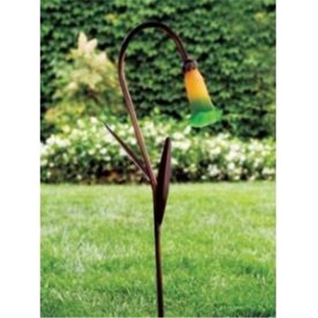 DABMAR LIGHTING Dabmar Lighting LV114L-VG-BLUE Brass Path; Walkway and Area Light with Tulip Glass Shade and Decorative Leaves; Verde Green LV114L-VG-BLUE